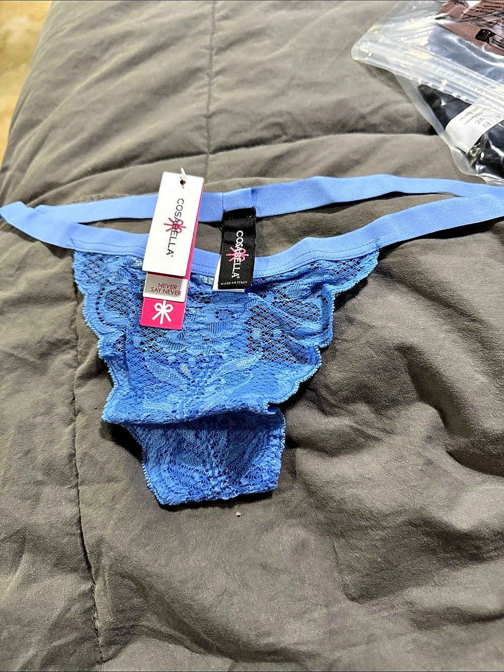Cosabella Never Say Never Cutie Low Rise Thong Blue NWT